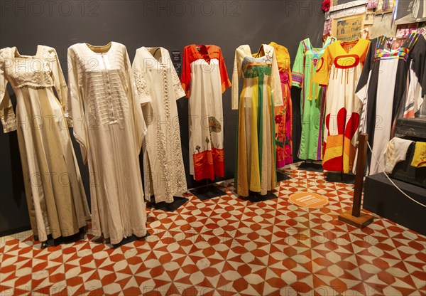 'Transposicion' exhibition by Marjorie Skouras of 1960s-1970s female clothes, Museo de Arte Popular
