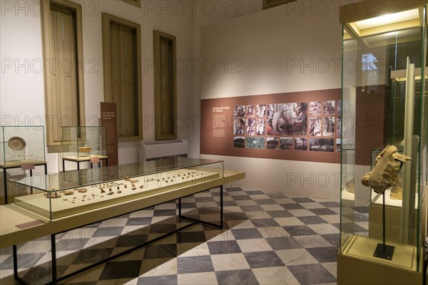 Archaeology exhibition inside Palacio Canton palace anthropology museum, Merida, Yucatan State,