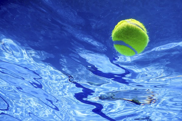 Tennis Summer Concept, Tennis Ball Underwater, Swimming Pool, Summer Tennis Camp