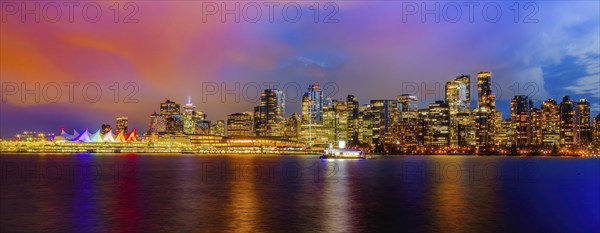 Vancouver, British Columbia, Canada. Apr 13, 2024. A stunning panoramic view of Canada Place and