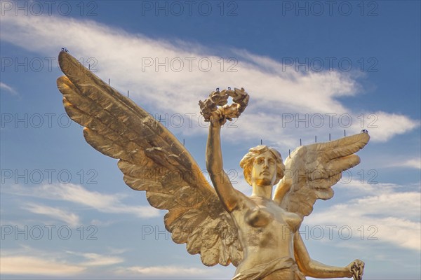 Mexico City, Mexico. Jan 29, 2024. A close up to the Angel of Independence a victory column on a