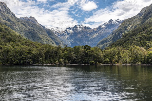 Beautiful mountain landscape surrounding lake Te Anau, South Island of New Zealand