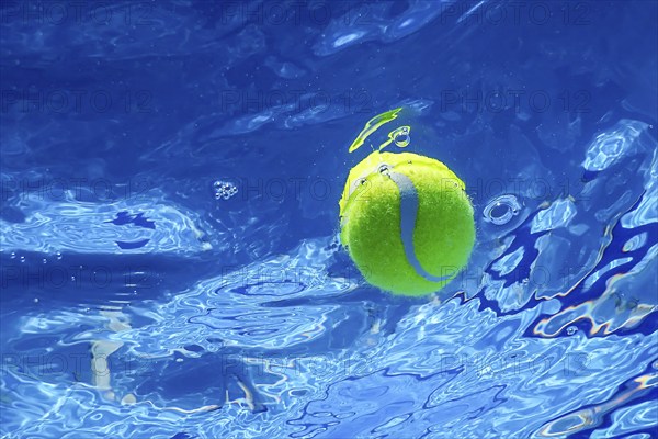 Tennis Summer Concept, Tennis Ball Underwater, Swimming Pool, Summer Tennis Camp