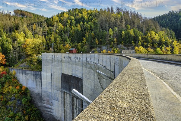 A close-up of the Oker dam near Altenau in the district of Goslar, Germany, Europe