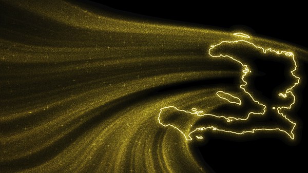Map of Haiti, Gold glitter map on dark background