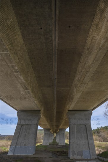A9 motorway bridge crosses the Schnaittach valley, Schnaittach, Middle Franconia, Bavaria, Germany,