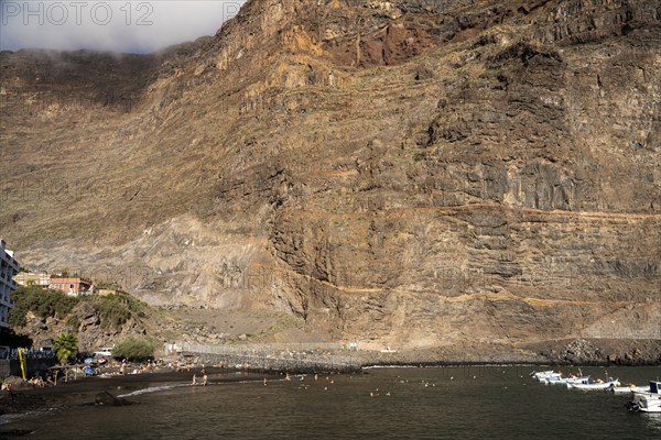 On the beach of Vueltas, Valle Gran Rey, La Gomera, Canary Islands, Spain, Europe
