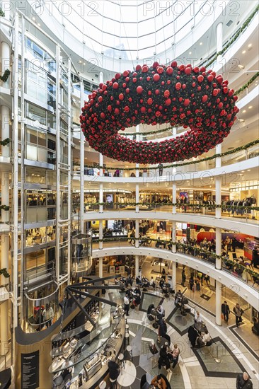 Breuninger department stores' during the Advent season, interior shot with Advent wreath.