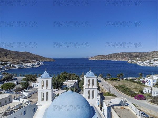 The church of St George in the harbour town of Katapola, Amorgos, Cyclades, Greece, Europe