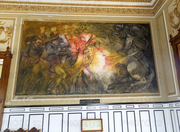 'The Conquest', 'La Conquista' painting by Fernando Castro Pacheco, Palacio de Gobierno, Merida,