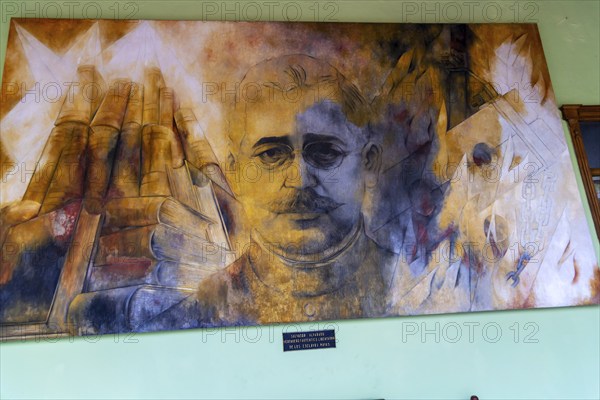 Painting of Salvador Alvarado by Fernando Castro Pacheco, Palacio de Gobierno, Merida, Yucatan