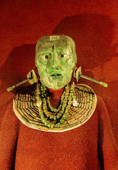 Jade and shell death mask, Mayan king Pakal the Great, National Museum of Anthropology, Mexico