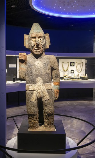 Stone carved figure of Centzonhuitzuahuah, deity of pulque, archaeological site and museum of