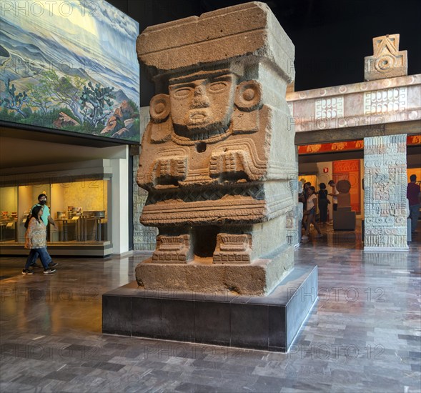 Inside Aztec display room, National Museum of Anthropology, Mexico City, Mexico, Central America