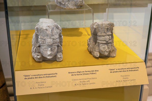 'Idolos' exhibition anthropomorphic figures, Palacio Canton palace anthropology museum, Merida,