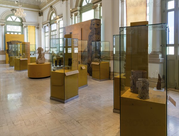 Archaeology exhibition inside Palacio Canton palace anthropology museum, Merida, Yucatan State,