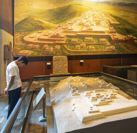 Model of city in Oaxaca room, National Museum of Anthropology, Mexico City, Mexico, Central America