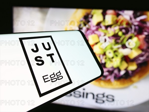 Stuttgart, Germany, 07-11-2024: Mobile phone with logo of American food technology company Eat Just
