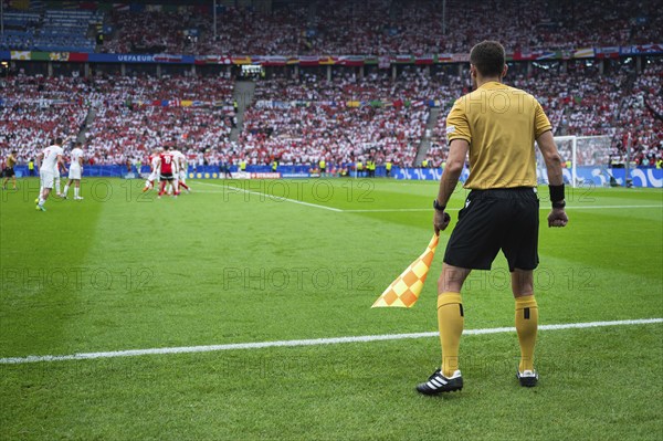 BERLIN, GERMANY - JUNE 21, 2024: Euro 2024 Groupe D match Poland vs Austria 1:3. Assitant of main