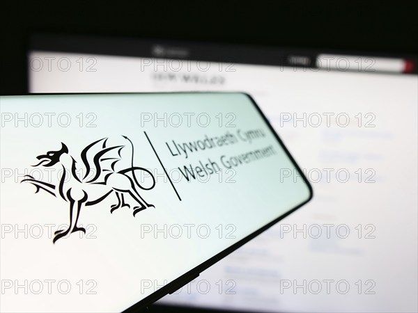 Stuttgart, Germany, 03-25-2024: Smartphone with logo of Welsh Government (Llywodraeth Cymru) in
