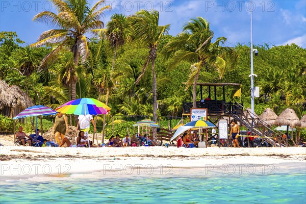 Playa del Carmen Quintana Roo Mexico 09. September 2023 Tropical mexican caribbean beach and sea