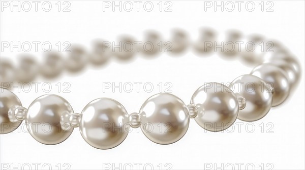 Close-up view of glossy, round pearls strung together, showcasing their smooth surface and