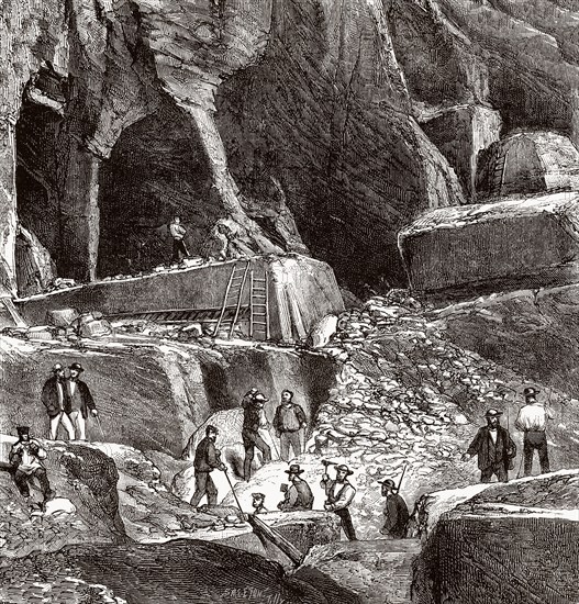 Der Marmorsteinbruch von Echaillon, Isere, Frankreich, 19. Jahrhundert