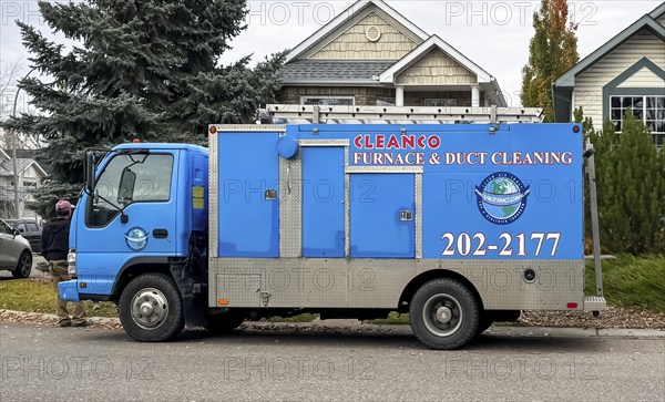 Calgary, Alberta, Canada. Oct 17, 2023. A Furnace and Duct Cleaning truck