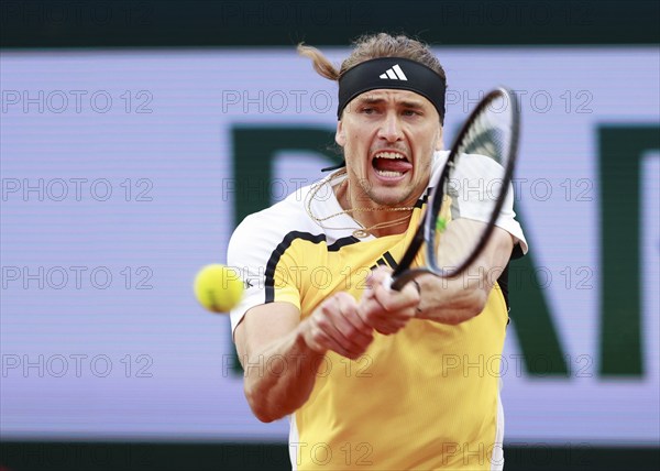 German player Alexander Zverev in action at the French Open, Roland Garros, Paris, France.