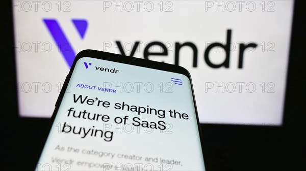 Stuttgart, Germany, 04-02-2024: Mobile phone with website of US software procurement company Vendr