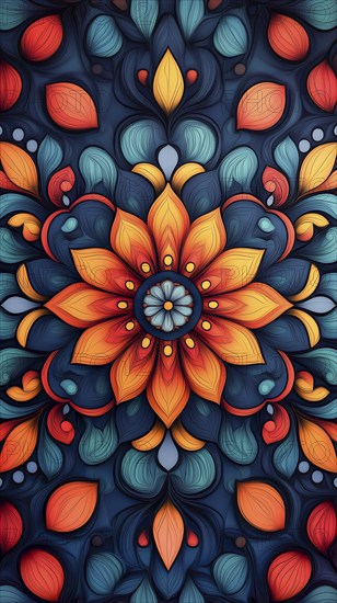 Colorful simple line art mandala pattern, AI generated