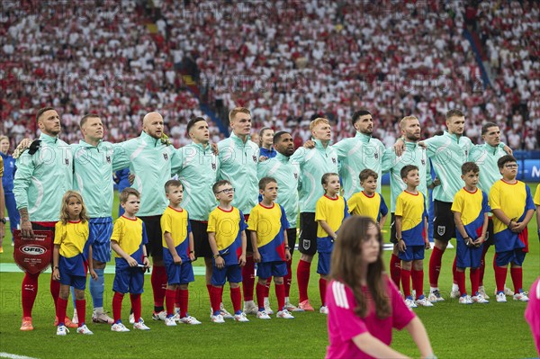 BERLIN, GERMANY - JUNE 21, 2024: Euro 2024 Groupe D match Poland vs Austria 1:3. Team of Austria