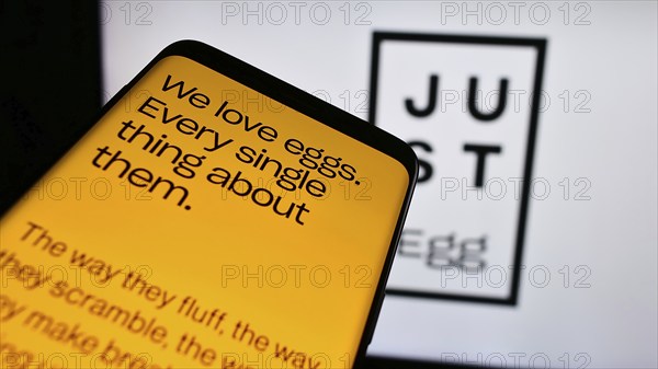 Stuttgart, Germany, 07-11-2024: Smartphone with website of US food technology company Eat Just Inc.