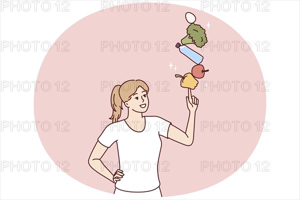 Woman nutritionist with fresh vegetables for preparing delicious vegetarian salads for lunch or