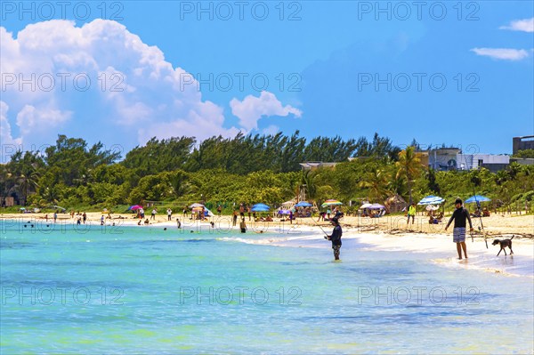Playa del Carmen Quintana Roo Mexico 09. September 2023 Tropical mexican caribbean beach and sea