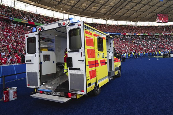 BERLIN, GERMANY - JUNE 21, 2024: Euro 2024 Groupe D match Poland vs Austria 1:3. Ambulance at the