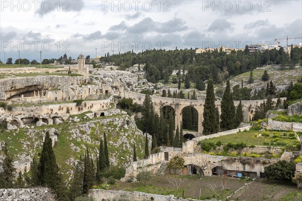The famous aqueduct bridge from Roman times in Gravina, Southern Italy