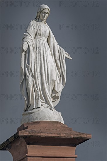 Marian column at the former collegiate church of St Peter, a Roman Catholic parish church, Bad