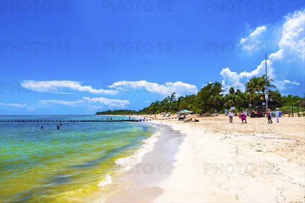 Playa del Carmen Quintana Roo Mexico 09. September 2023 Tropical mexican caribbean beach and sea