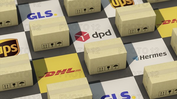 Symbolic image on the subject of parcel services, shipping service providers, etc. in Germany