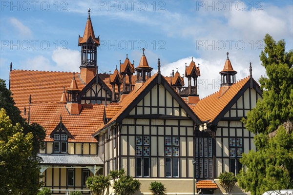 ROTORUA, NEW ZEALAND, JANUARY 13, 2023, The Rotorua Museum, former bath house, North Island of New