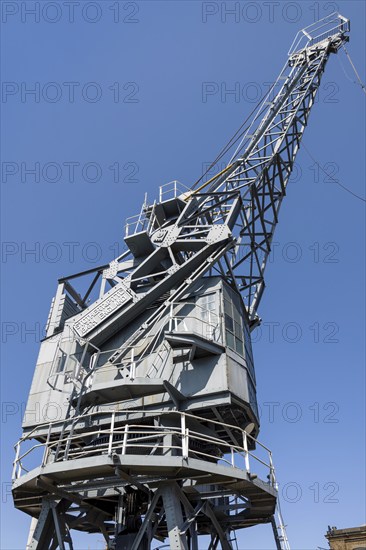 CHATHAM, KENT, UK, AUGUST 9. View of an old dockyard crane in Chatham, Kent, UK on August 09, 2024