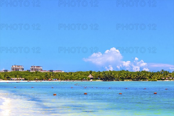 Playa del Carmen Quintana Roo Mexico 09. September 2023 Tropical mexican caribbean beach and sea