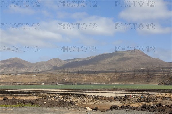 Volcanic landscape near Salinas de Janubio, Lanzarote, Canary Islands, Spain, Europe