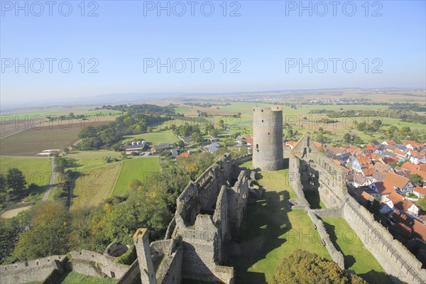 View from Münzenberg Castle, castle complex, Middle Ages, panorama, landscape, Wetterau, Hesse,
