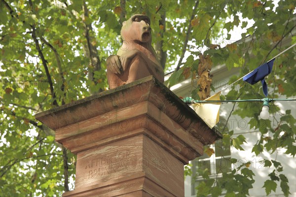 Figure with Monkey on Monkey Gate Fountain, Pump Fountain, Fountain, Monkey Gate Square, Old