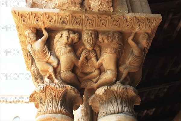 City of Monreale, detail in the cloister of the Cathedral of Santa Maria Nuova, Unesco World
