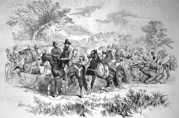 Setting out on a voyage of discovery into the interior of Australia, 1869, Historic, digitally