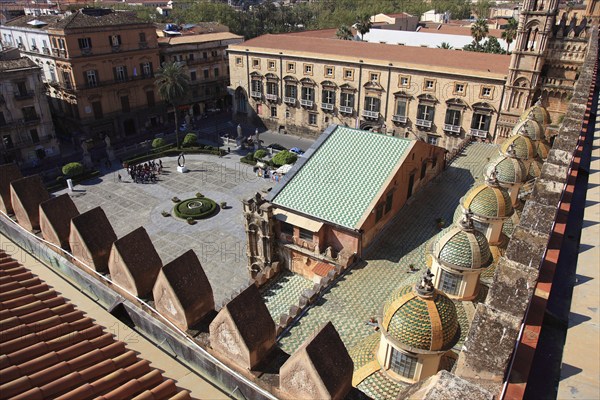 City of Palermo, view from the roof of the Cathedral Maria Santissima Assunta to the domes and the
