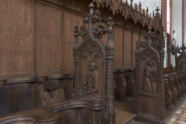 Choir stalls from the 15th century, Bardowick Cathedral, Bardowick, Lower Saxony, Germany, Europe